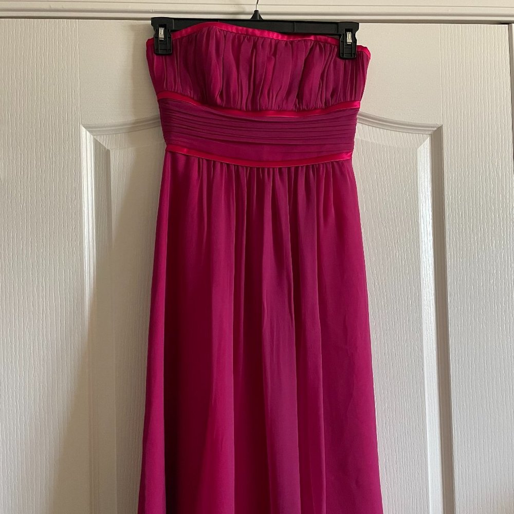 Thread Womens Silk Atlas Strapless Magenta Dress Size 4 Made in USA like new